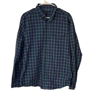 Gap Factory Button Down Shirt Size L Large Slim Fit Blue Purple Plaid